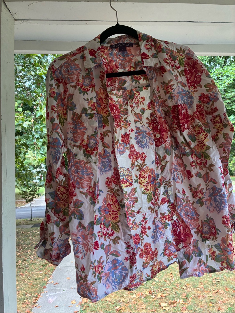 100% Cotton Floral Button-Up Shirt - Pink Multi
